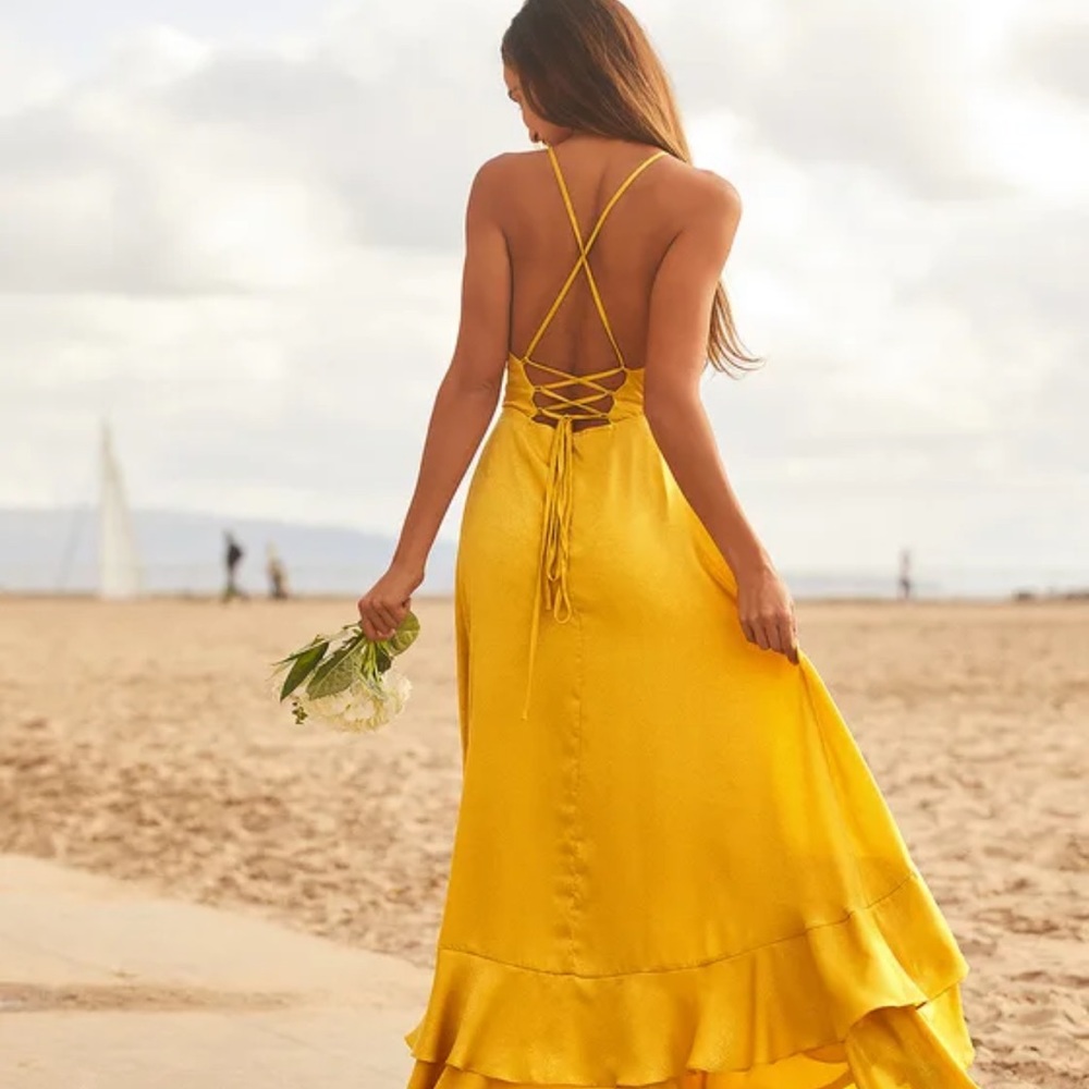 Lulus Yellow Gold Dress - Picture 3 of 7